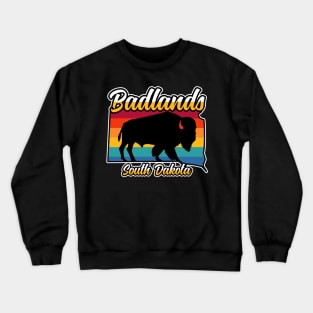 Badlands National Park South Dakota Vintage Bison Crewneck Sweatshirt